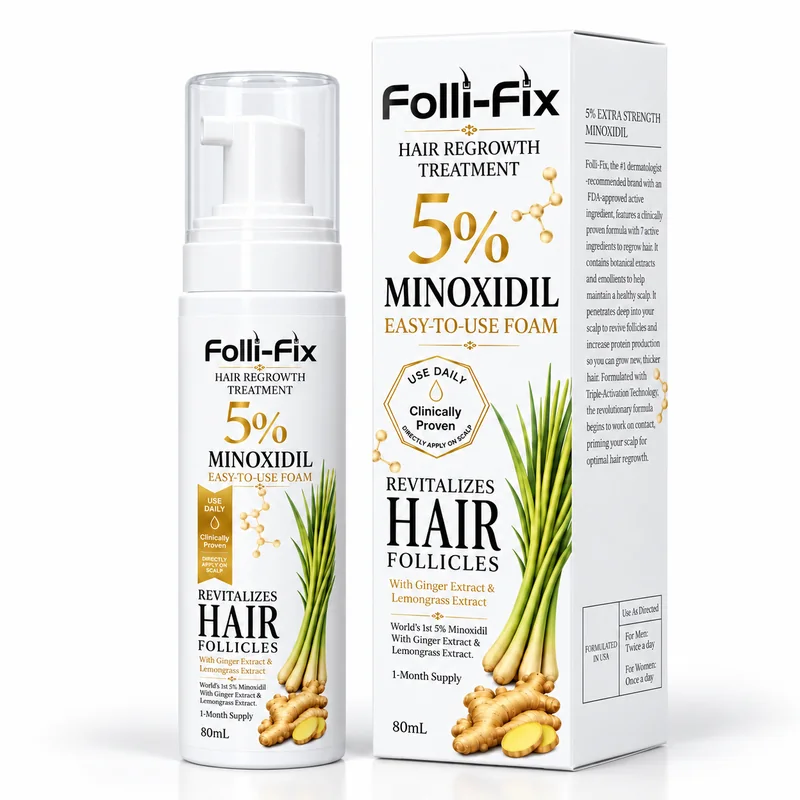 Folli-Fix bottle, three-quarter view