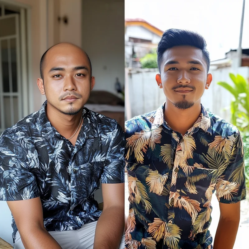Another hair system client, before and after