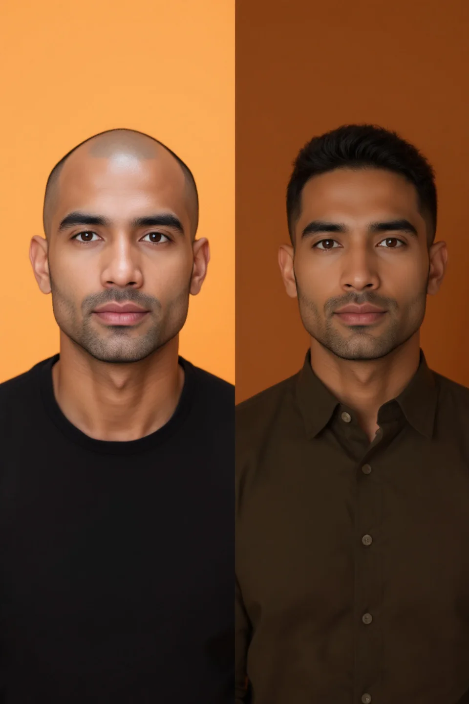 Hair system client, before and after
